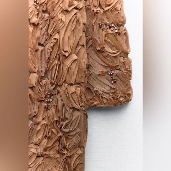 ZARA STRUCTURED PEARL BEADING COAT - Picture 10 of 11